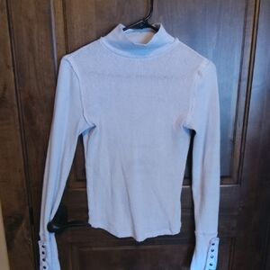 We The Free Light Grey Ribbed Mock Neck Sweater Top